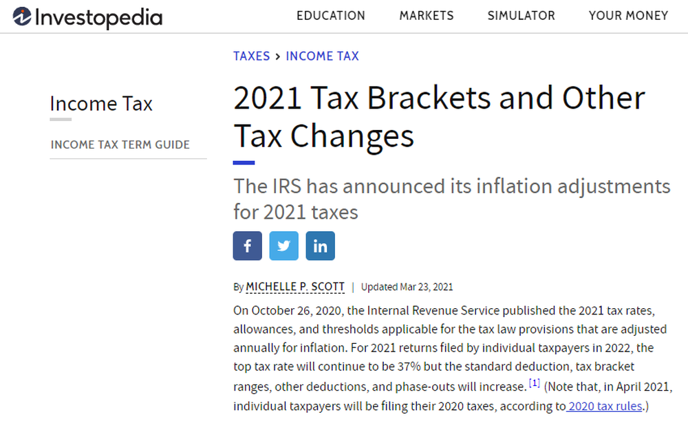 2021 tax brackets us
